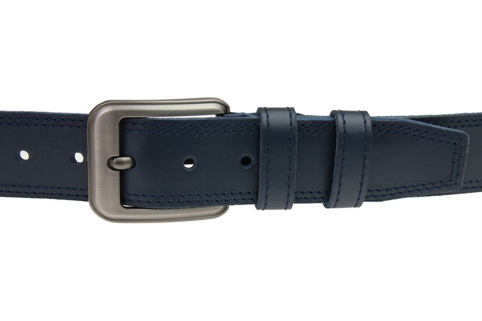Ремінь чоловічий шкіряний джинсовий подвійна строчка SULLIVAN 112-83 (8) 115-150 см синій