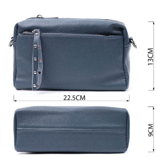 Жіноча шкіряна сумка зі стильним бігунком Vintage 22652 Синя