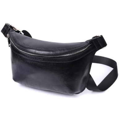 Кожаная бананка унисекс GRANDE PELLE 22813 Черный