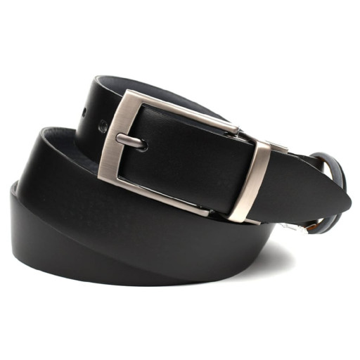 Двосторонній ремінь зі шкіри оленя чорний \ сірий Sergio Tori st22764