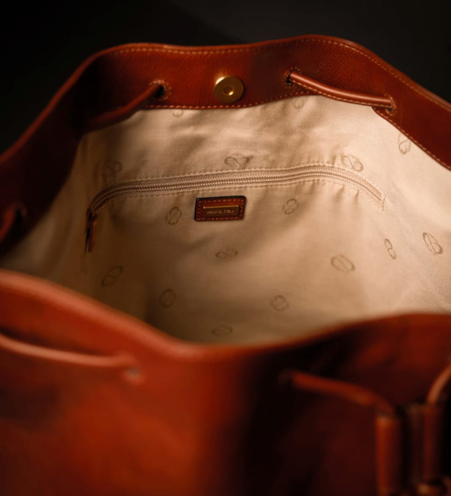 Жіноча шкіряна сумка-відро - Sybil - Коньячно-коричневий колір - Time Resistance 5249001