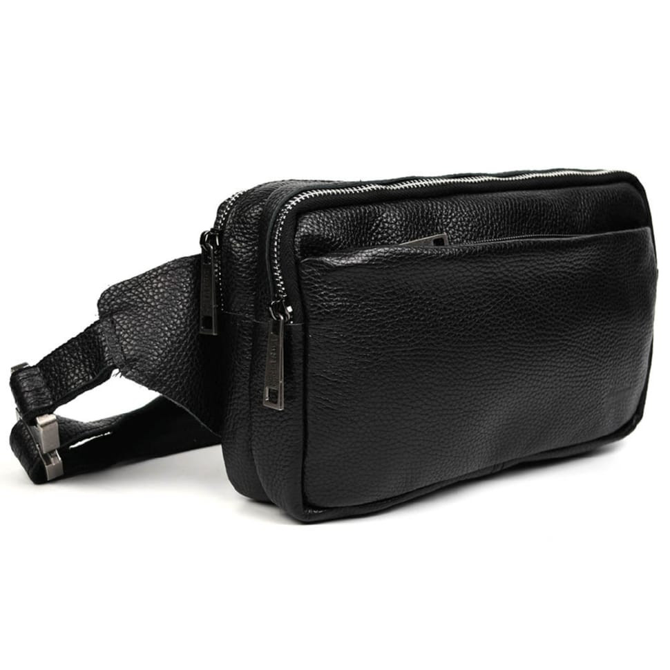 Large waist bag with two compartments TARWA FA-0704-4lx textured leather