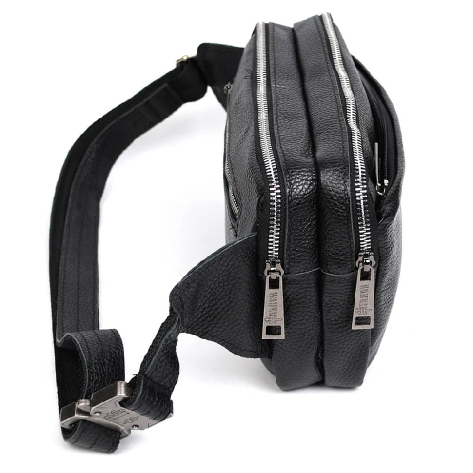 Large waist bag with two compartments TARWA FA-0704-4lx textured leather