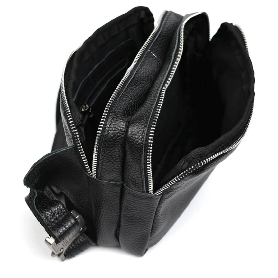 Large waist bag with two compartments TARWA FA-0704-4lx textured leather