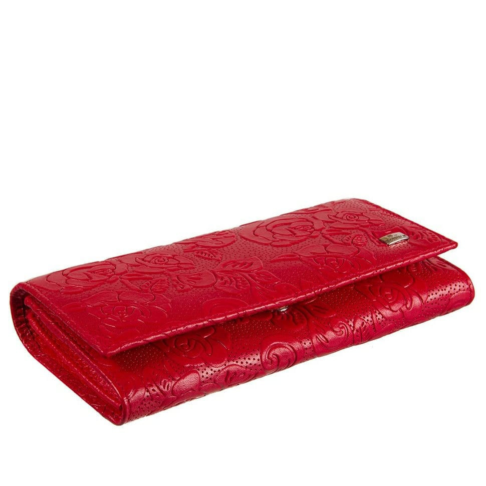 Жіноче шкіряне портмоне Desisan 057-424 червоні квіти