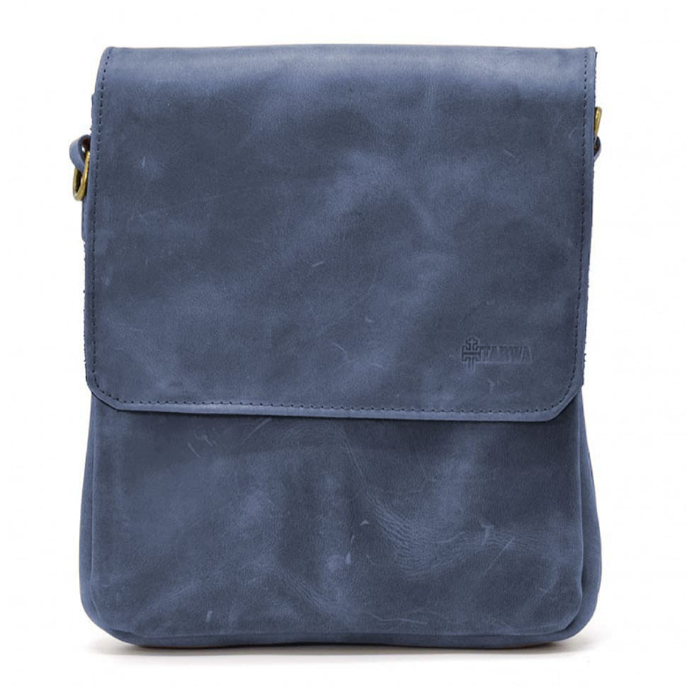 Чоловіча сумка через плече RK-0022-4lx TARWA на 2 відділення шкіра синя