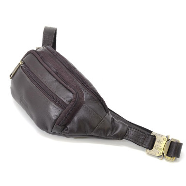 Leather banana, brown medium waist bag TARWA GC-7218-3md