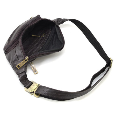 Leather banana, brown medium waist bag TARWA GC-7218-3md