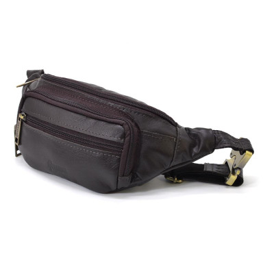 Leather banana, brown medium waist bag TARWA GC-7218-3md