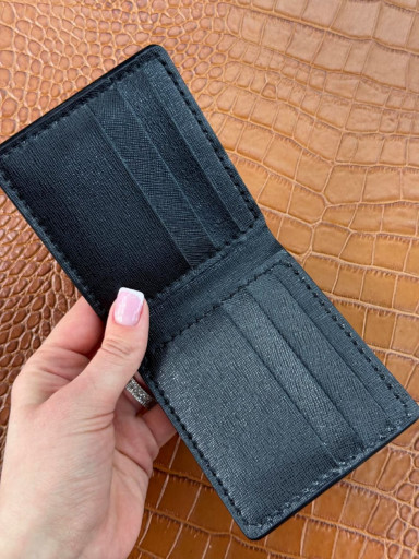 Men's bifold wallet made of genuine leather SG001 (black)