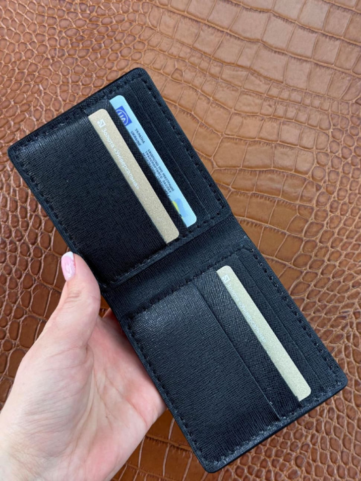 Men's bifold wallet made of genuine leather SG001 (black)