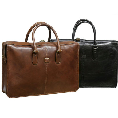 Leather briefcase Italico 8098 nero black Toni Perotti