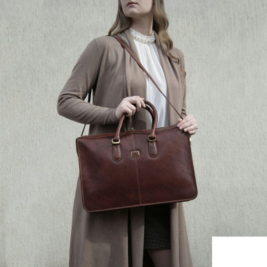 Leather briefcase Italico 8098 nero black Toni Perotti