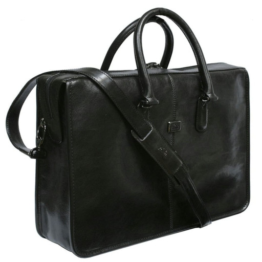 Шкіряний портфель Italico 8098 nero чорний Toni Perotti