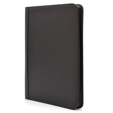 Leather brown portfolio organizer with a zipper for documents A4 + TARWA GC-1295-4lx