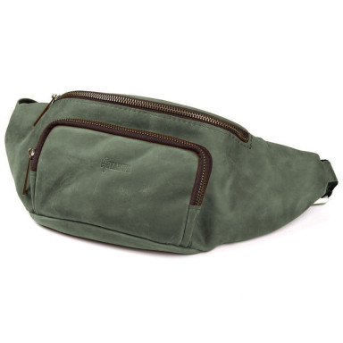 Stylish belt bag brand TARWA RE-3079-3md in green crazy horse