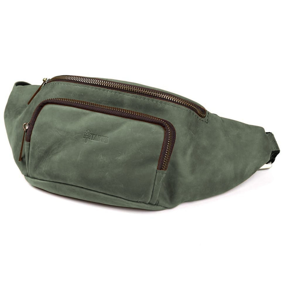 Stylish belt bag brand TARWA RE-3079-3md in green crazy horse