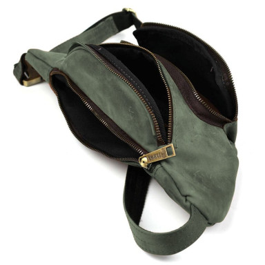 Stylish belt bag brand TARWA RE-3079-3md in green crazy horse