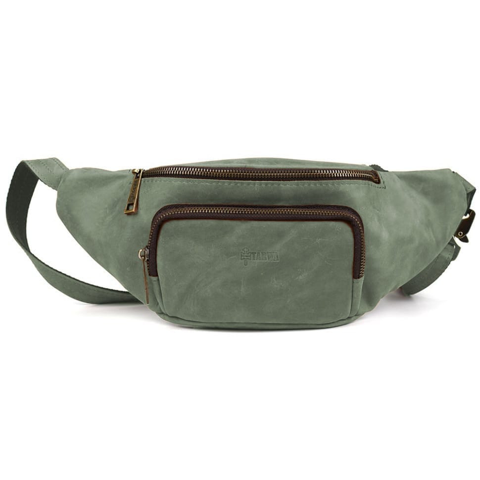 Stylish belt bag brand TARWA RE-3079-3md in green crazy horse
