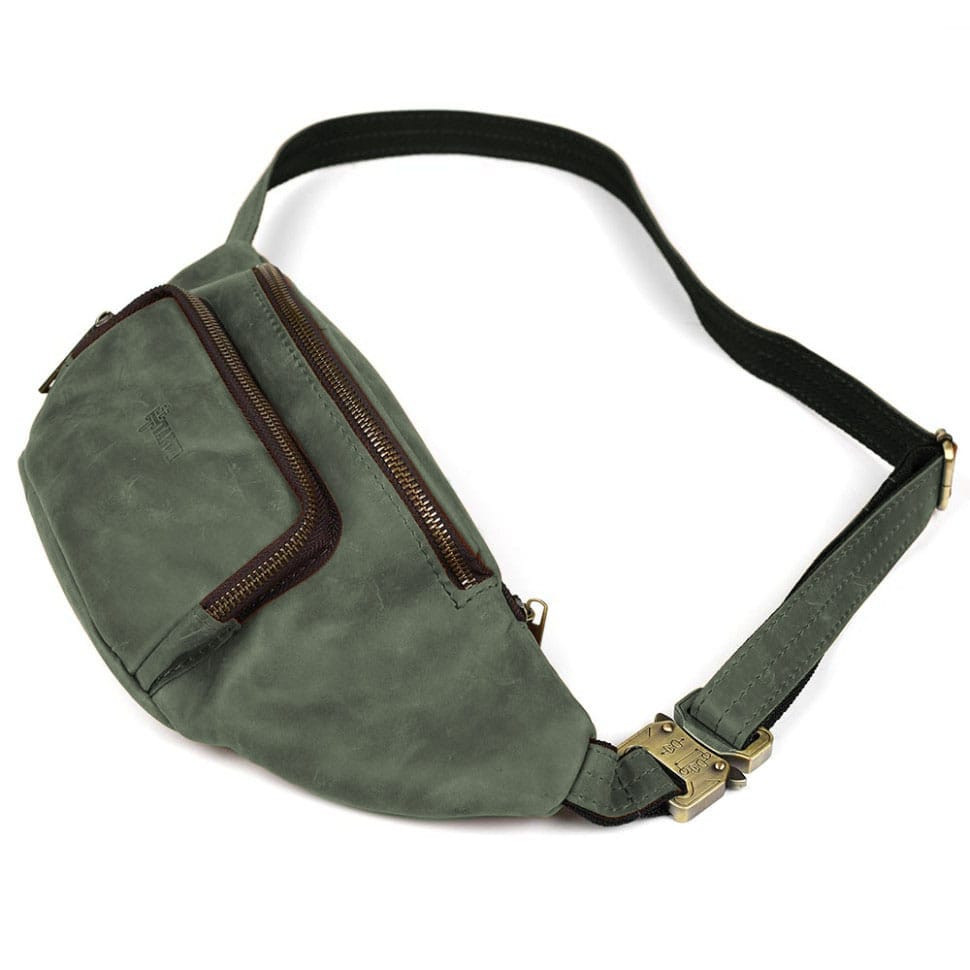 Stylish belt bag brand TARWA RE-3079-3md in green crazy horse