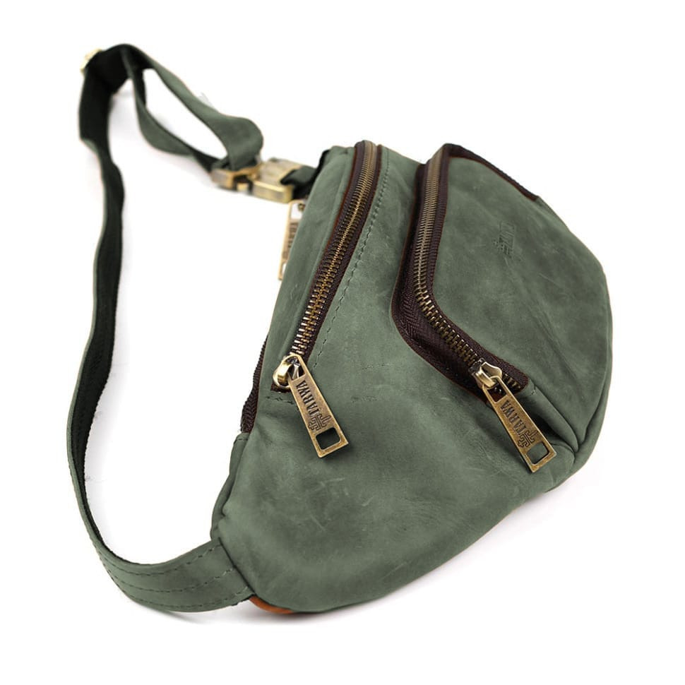 Stylish belt bag brand TARWA RE-3079-3md in green crazy horse