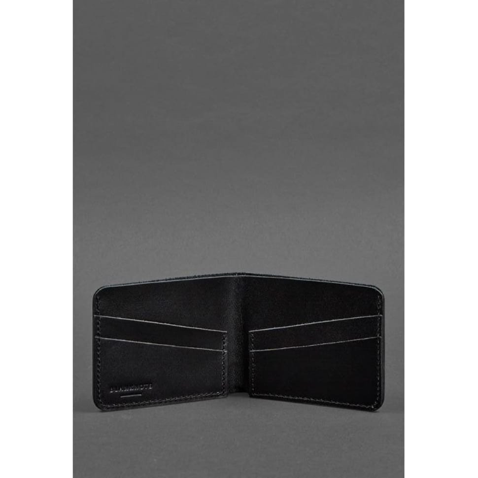 Чоловіче шкіряне портмоне 4.1 (4 кишені) вугільно-чорне