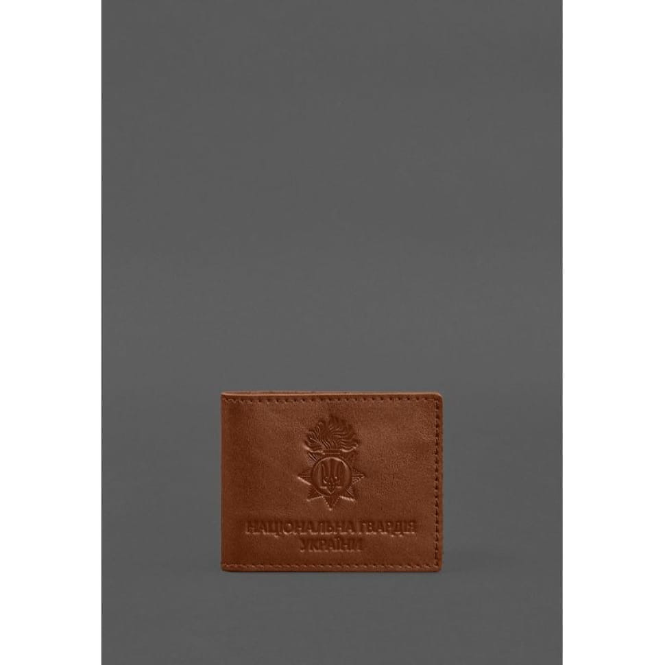 Leather National Guard ID Card Cover Light Brown