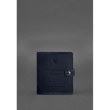 Leather cover wallet for officer ID 11.0 dark blue Crazy Horse