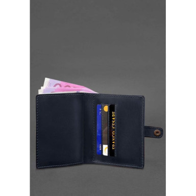 Leather cover wallet for officer ID 11.0 dark blue Crazy Horse