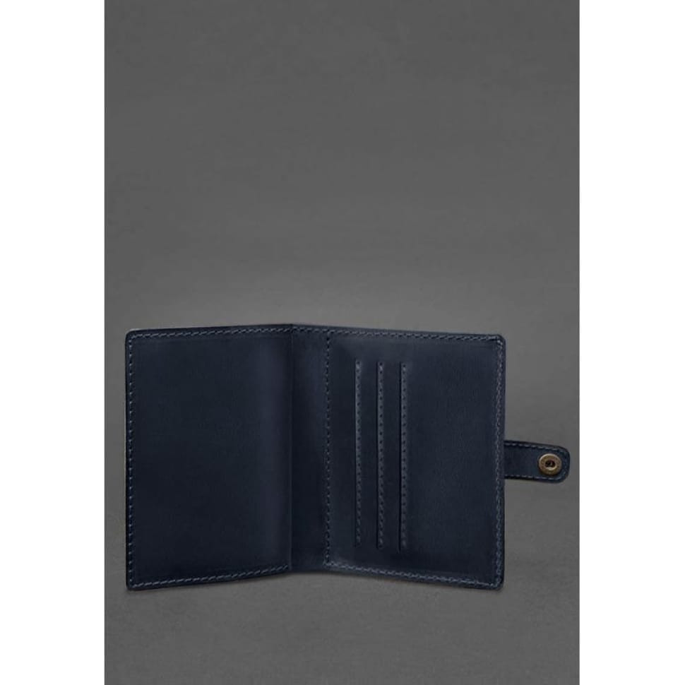 Шкіряна обкладинка-портмоне для посвідчення офіцера 11.0 темно-синя Crazy Horse