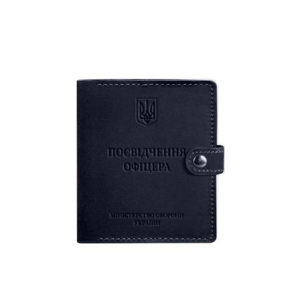 Шкіряна обкладинка-портмоне для посвідчення офіцера 11.0 темно-синя Crazy Horse