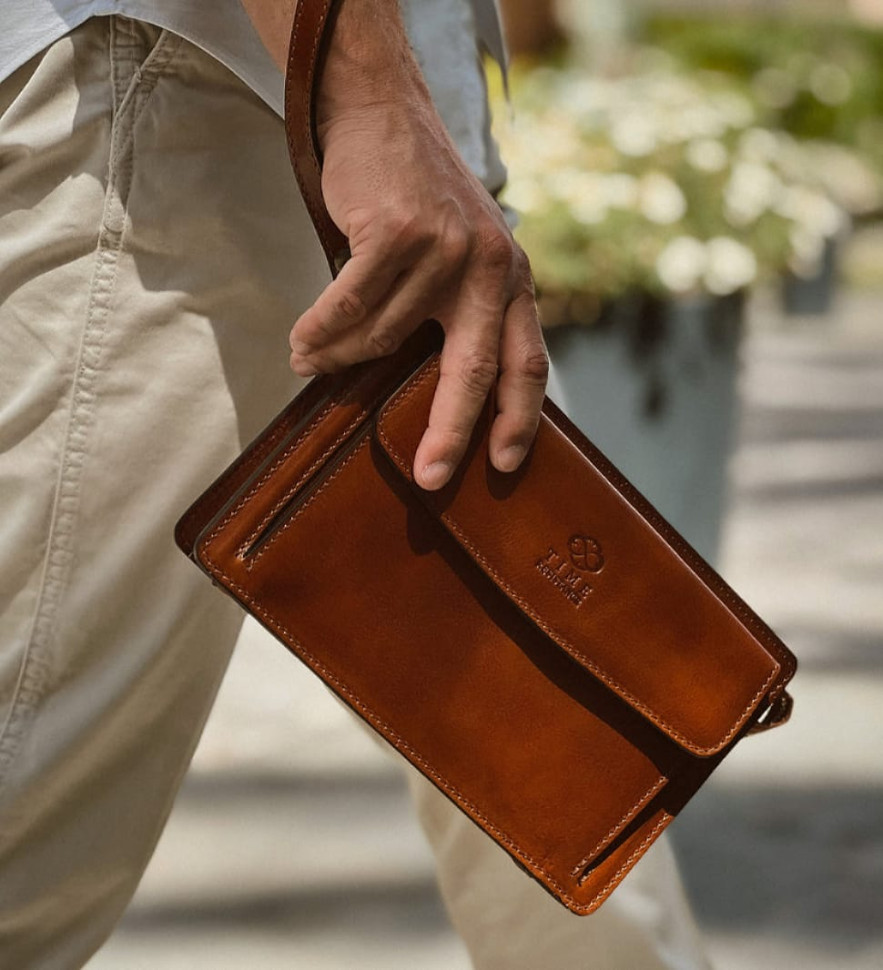 Шкіряний гаманець-клатч - Decameron - Коньячно-коричневий колір - Time Resistance 5225501