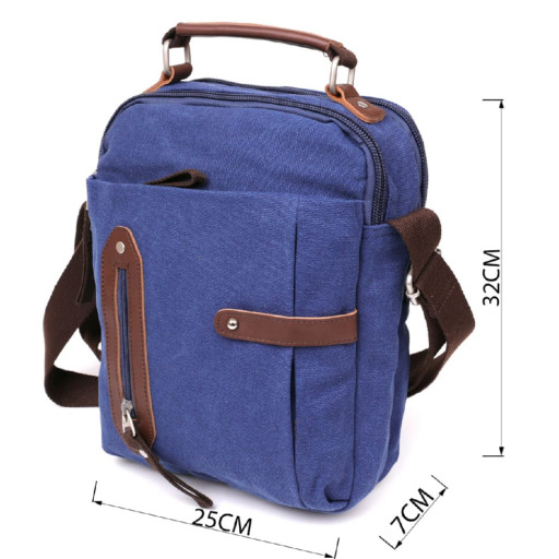 Сумка вертикальна текстильна Vintage 20156 Синя