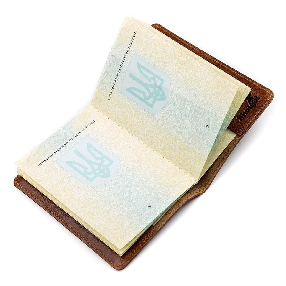 Обкладинка на паспорт Shvigel 13919 шкіряна Коричнева