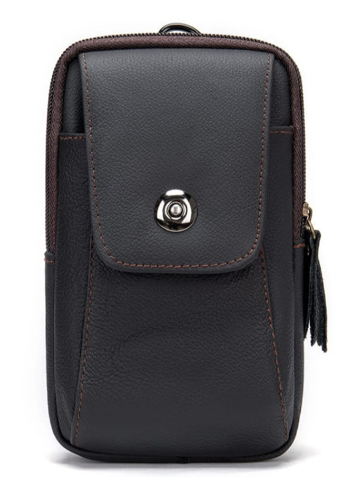 Барсетка на ремінь чоловіча шкіряна Vintage 20353 Чорна