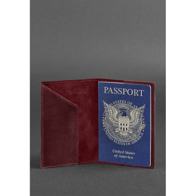 Leather passport cover with American coat of arms burgundy