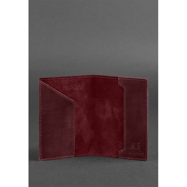 Leather passport cover with American coat of arms burgundy