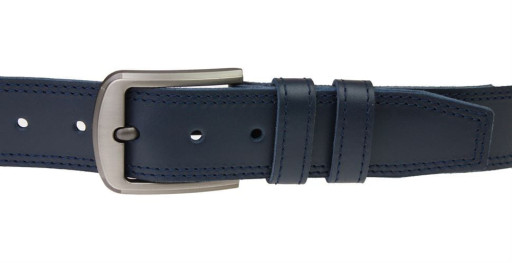 Ремінь чоловічий шкіряний джинсовий подвійна строчка SULLIVAN 112-84 (8) 115-150 см синій