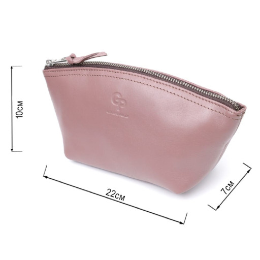 Чарівна жіноча шкіряна косметичка GRANDE PELLE 16793 Пудровий