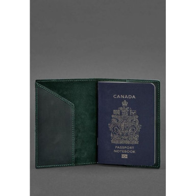 Canadian coat of arms leather passport cover green Crazy Horse