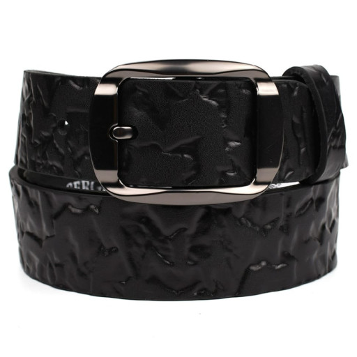 Ремінь із шкіри буйвола фактурний st044610 чорний 40мм