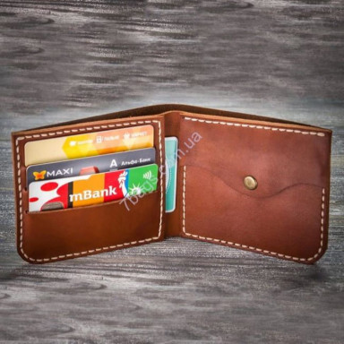 Handmade wallet MiroS, brown, milk thread