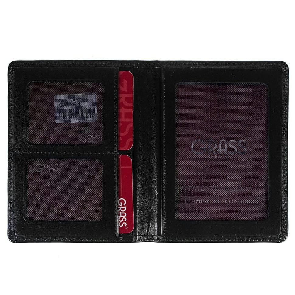 Обкладинка для паспорта шкіряна GRASS 575-1 чорна гладка
