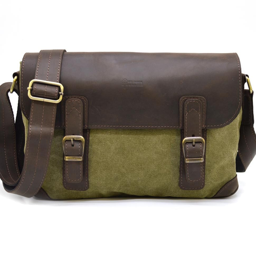 Чоловіча сумка через плече зі шкіри та канвасу CH-6002-3md TARWA