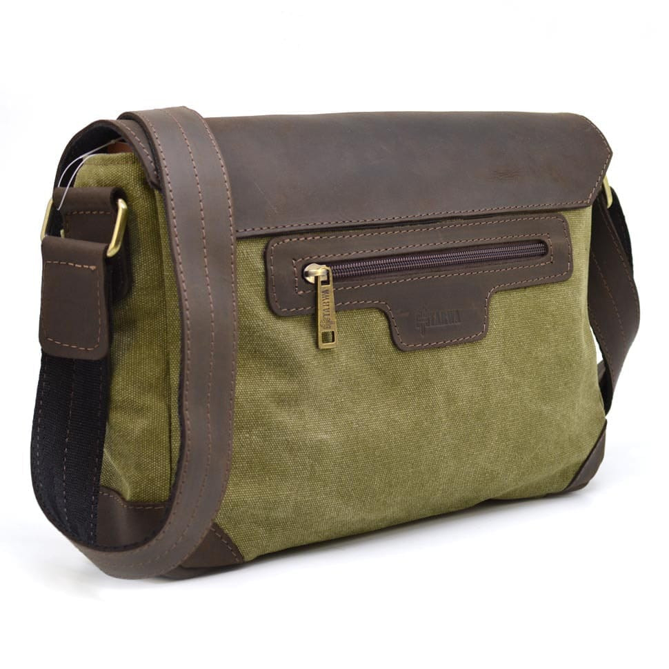 Чоловіча сумка через плече зі шкіри та канвасу CH-6002-3md TARWA