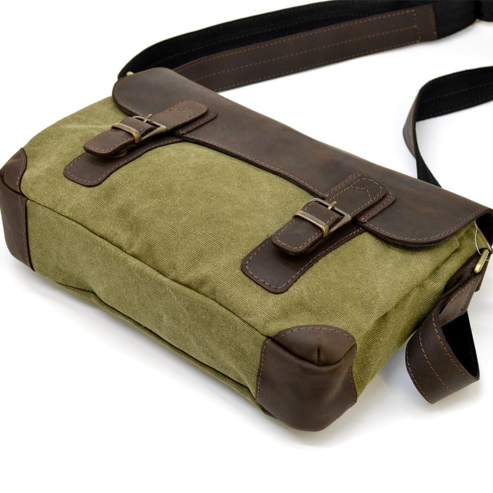 Чоловіча сумка через плече зі шкіри та канвасу CH-6002-3md TARWA