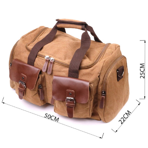 Зручна дорожня сумка із щільного текстилю 21239 Vintage Коричнева