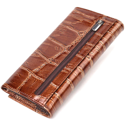 Незвичайний жіночий гаманець із натуральної фактурної шкіри CANPELLINI 21652 Коричневий