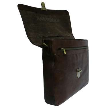Leather briefcase Varsavia 9943 caffe brown