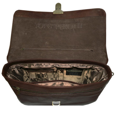 Leather briefcase Varsavia 9943 caffe brown